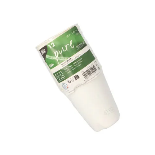 Bekers van suikerriet “pure” 0,2 l Ø 8 cm x 9,1 cm wit voor warme dranken