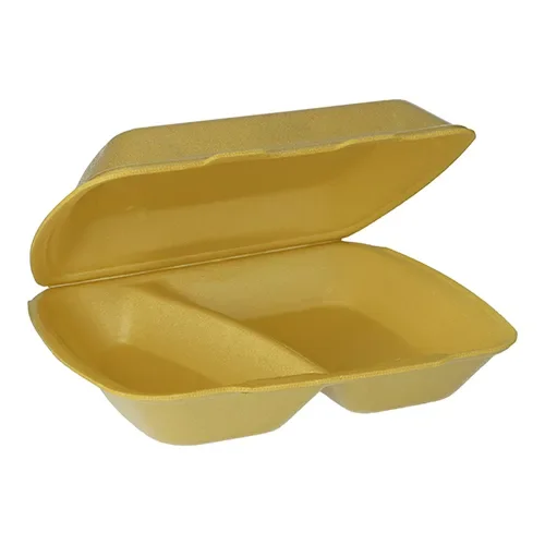 Menuboxen met deksel, Xps 2-vaks 7,5 cm x 24,3 cm x 20,8 cm goud