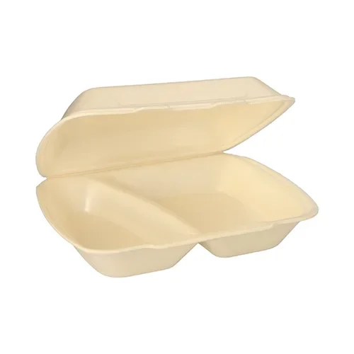 Menuboxen met deksel, Xps 2-vaks 7,5 cm x 24,3 cm x 20,8 cm creme