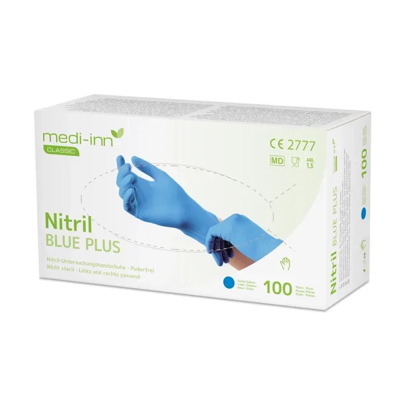 Medi-Inn Handschoenen Nitril poedervrij “Blue Plus” blauw maat L