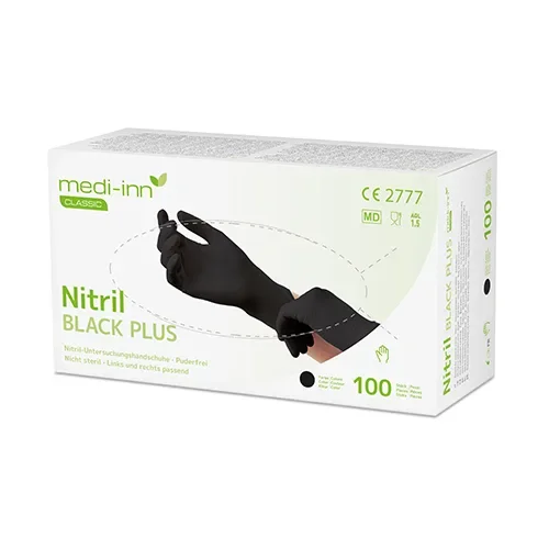 Medi-Inn Classic Handschoenen Nitril poedervrij “Black Plus” zwart maat L