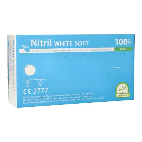Medi-Inn Handschoenen Nitril poedervrij “White Soft” wit maat L
