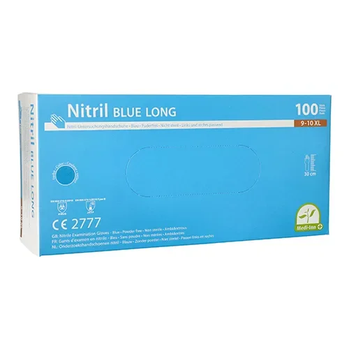 Medi-Inn Handschoenen Nitril poedervrij Long blauw Maat maat XL