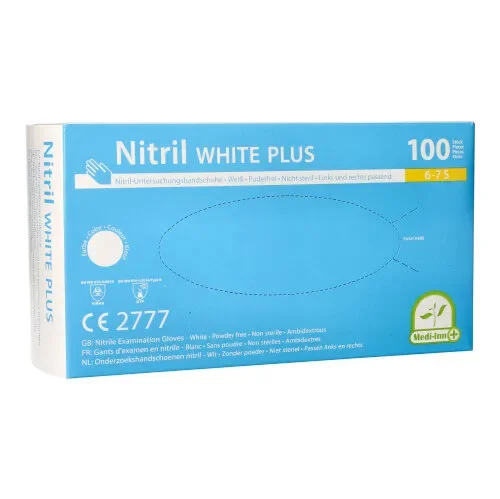 Medi-Inn PS Handschoenen Nitril poedervrij “White Plus” wit Maat maat S
