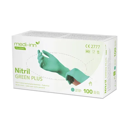 Medi-Inn Classic Handschoenen Nitril poedervrij “Green Plus” groen Maat maat XL