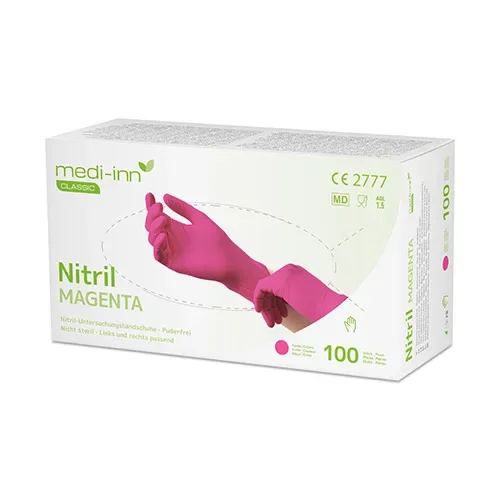 Medi-Inn Classic Handschoenen Nitril poedervrij magenta “Nitril Magenta” Maat maat XL