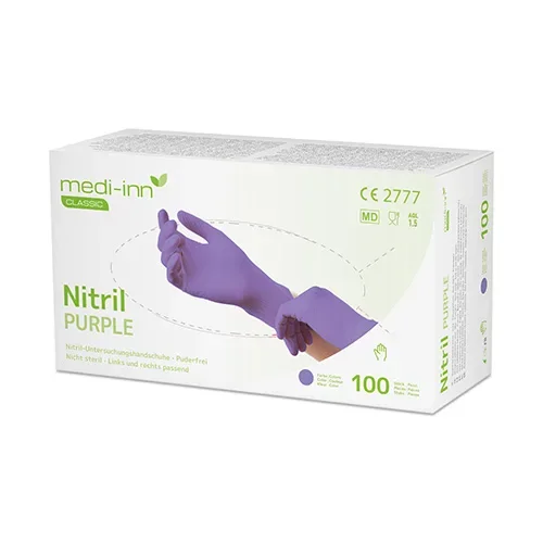 Medi-Inn Classic Handschoenen Nitril poedervrij paars “Nitril Purple” Maat maat S