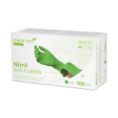 Medi-Inn Classic Handschoenen Nitril poedervrij lime “Nitril Apple Green” maat M
