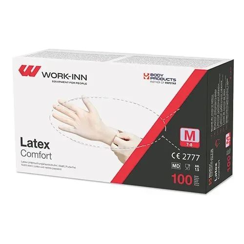 Work-inn Handschoenen Latex poedervrij Comfort wit/natuur maat M