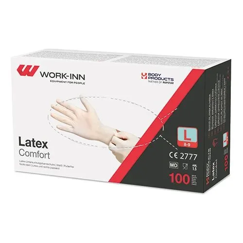 Work-inn Handschoenen Latex poedervrij Comfort wit/natuur maat L