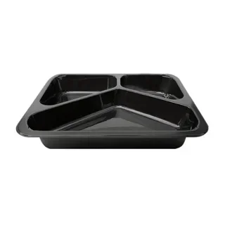 Menuschalen 3-vaks, rPP 22,7 x 17,8 x 4,9 cm zwart