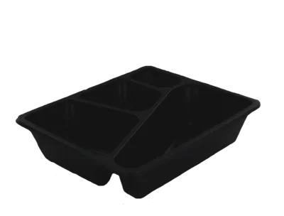 Menubakken topseal 3+1-vaks 1645 ml, PP 23 x 19 x 5 cm zwart