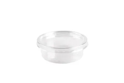 Sausbakjes met deksel 78 ml rond, aPET Ø 7,8 x 2,7 cm transparant