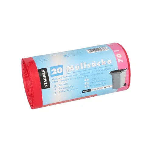 Afvalzakken, HDPE, 58 x 100 cm rood